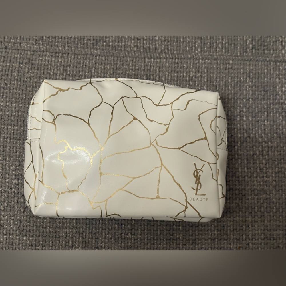 YSL Beauty VIP Gift White Marble Print Zip Pouch
